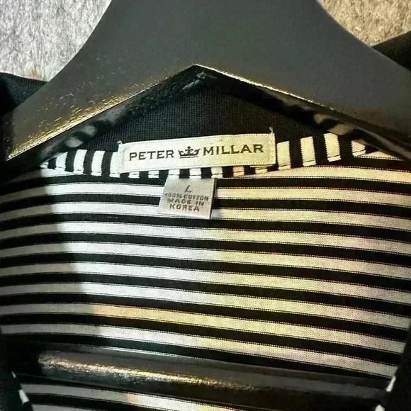 Peter Millar 100% Cotton Striped Polo - Large - Picture 3 of 3